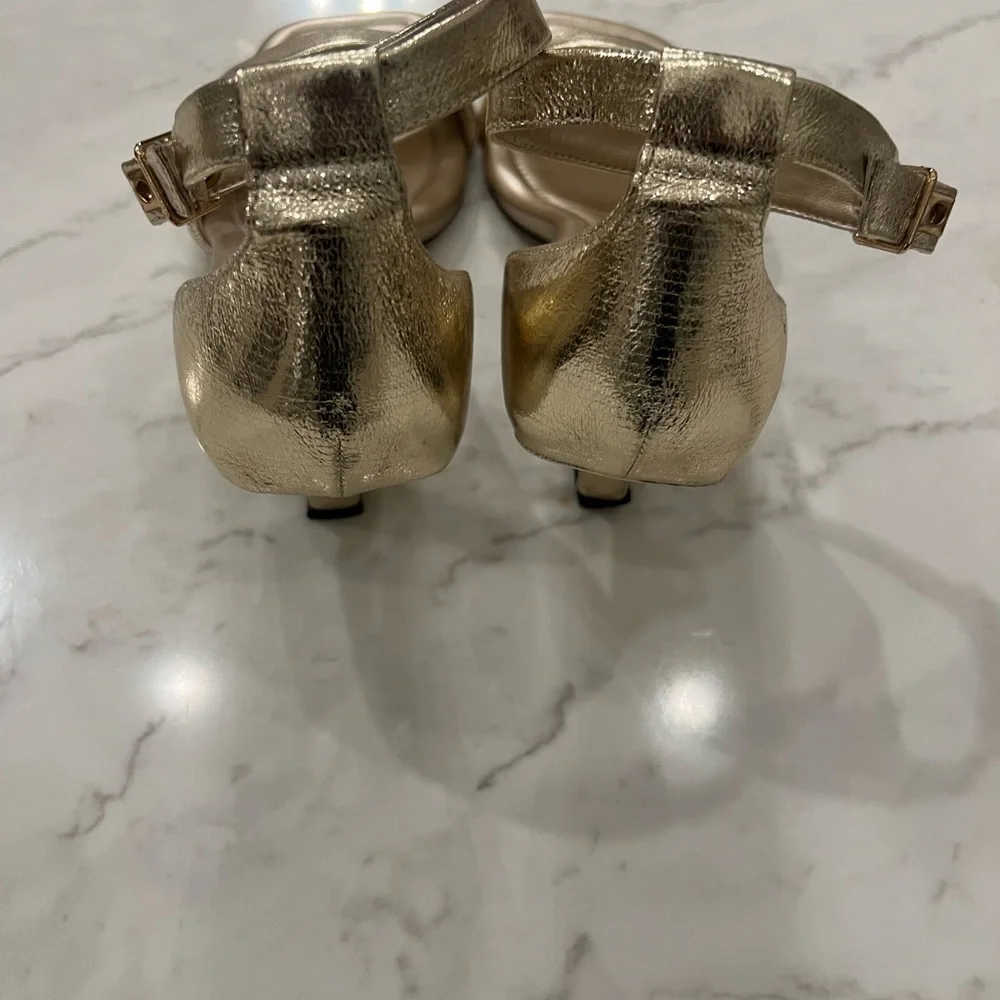 Franco Sarto Metallic Gold Heeled Sandals - Picture 6 of 9